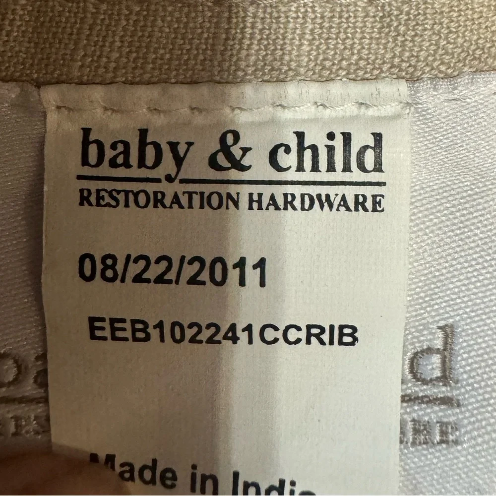 Restoration Hardware Beige Crib Skirt with Elephant Details